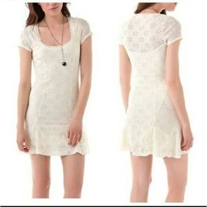 Free People Daisy Godet Ivory Lace Mini Dress